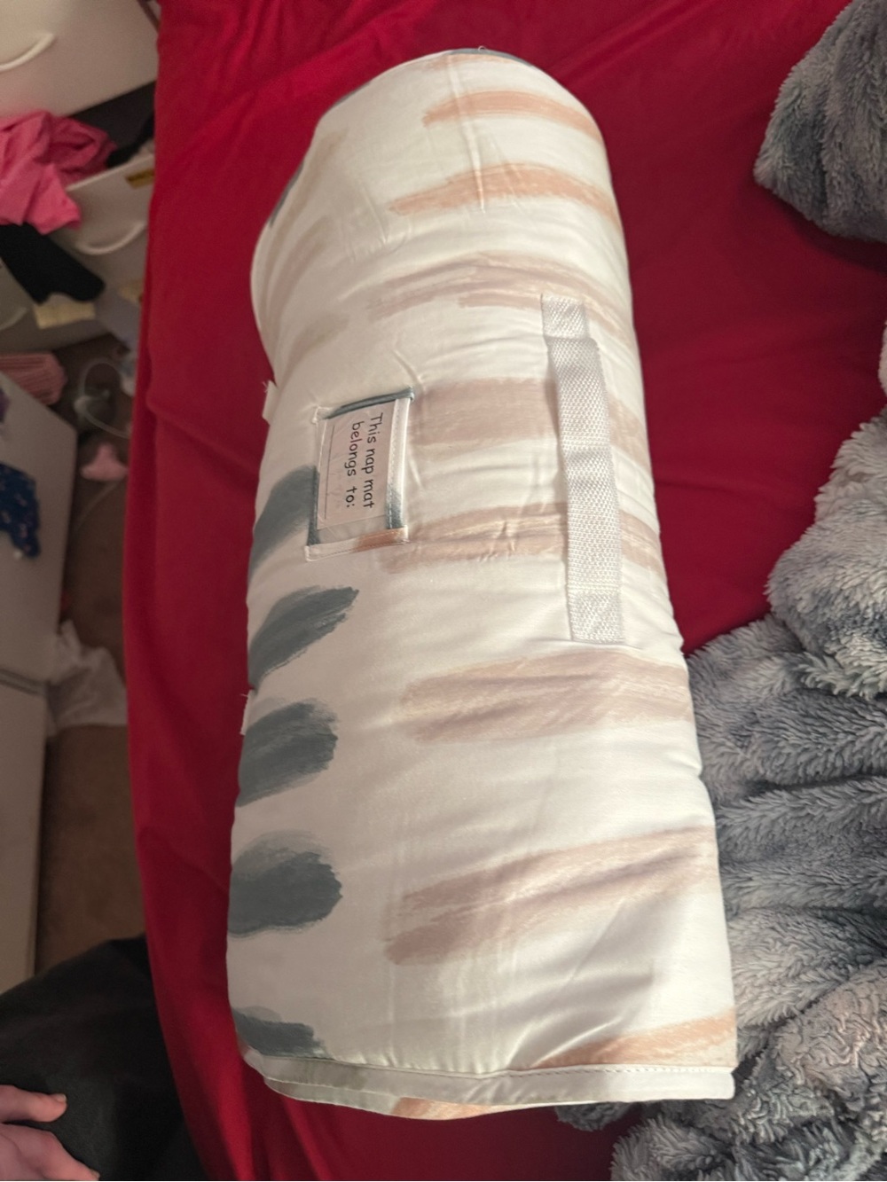 Neutral Brushstroke Bolster Pillow Cover - White and Gray